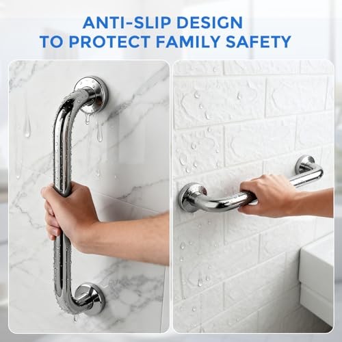 Shower Grab Bar Stainless Steel Bathroom Shower Bath Handle, 2 Pk