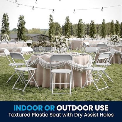 Folding Chair Plastic Party Event Folding Chair, White -4 Pack