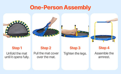 VEVOR 3FT Trampoline For Kids Foldable Baby Toddlers Trampoline