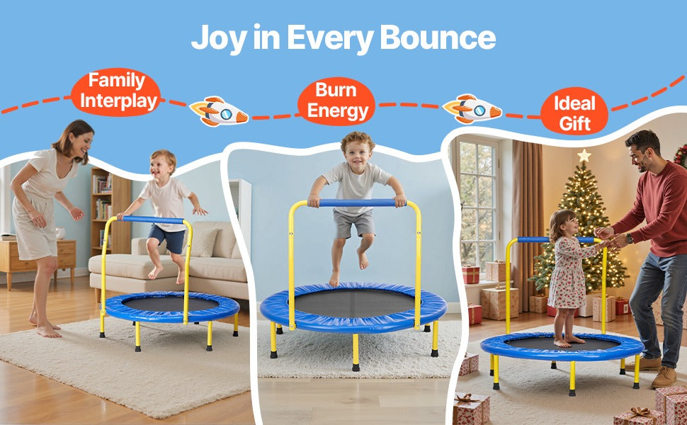 VEVOR 3FT Trampoline For Kids Foldable Baby Toddlers Trampoline