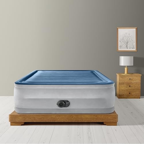 Air Mattress Durable Fiber-Tech Built-in Electric Pump 22"H-Queen