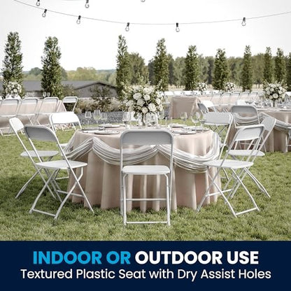 Folding Chair Plastic Party Event Folding Chair, White -10 Pack