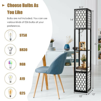 Modern Floor Lamp Shelf Storage Freestanding Two Switch Control