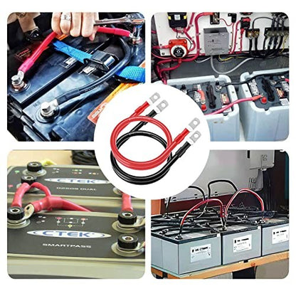 Battery Inverter Cables Red & Black Power 1Ft Cable Set, 2 Count