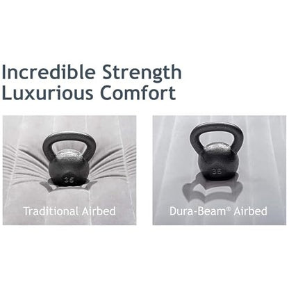 Air Mattress Durable Fiber-Tech Built-in Electric Pump 22"H-Queen