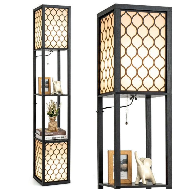 Modern Floor Lamp Shelf Storage Freestanding Two Switch Control