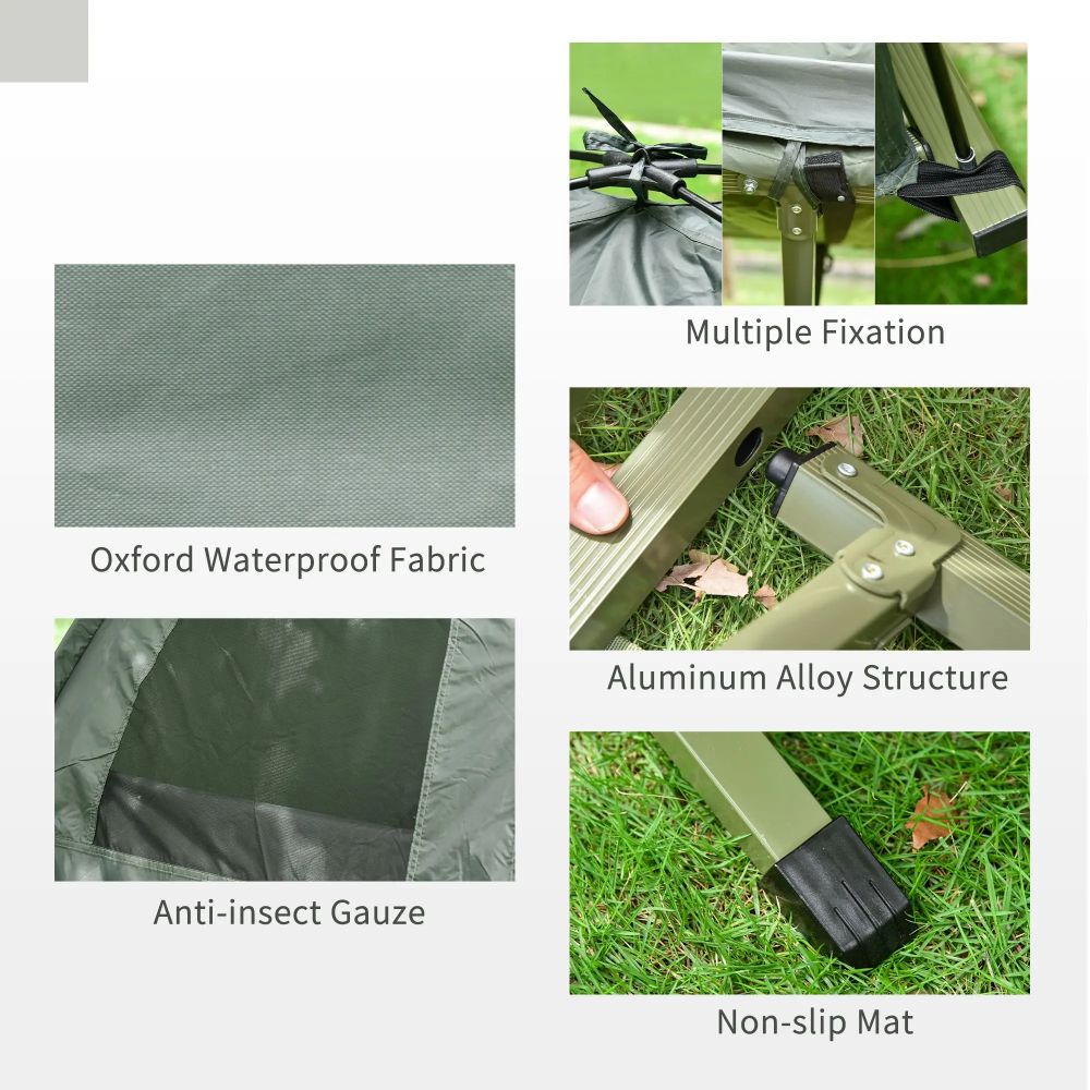 Outdoor Folding Tent Elevated Camping Cot w/Air Mattress Sleeping Bag