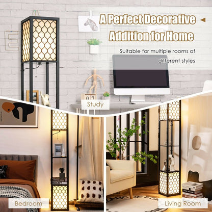 Modern Floor Lamp Shelf Storage Freestanding Two Switch Control