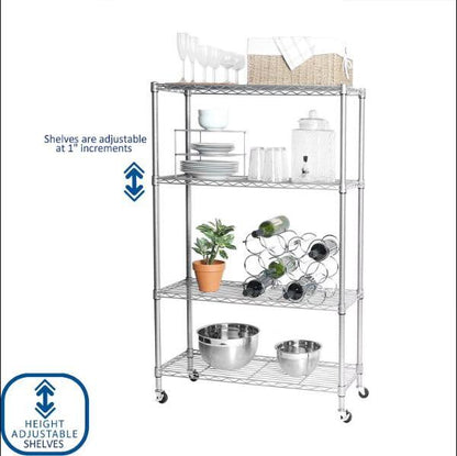 Wire Shelving Storage Unit 4-Tier Steel Shelves Organizer Rack