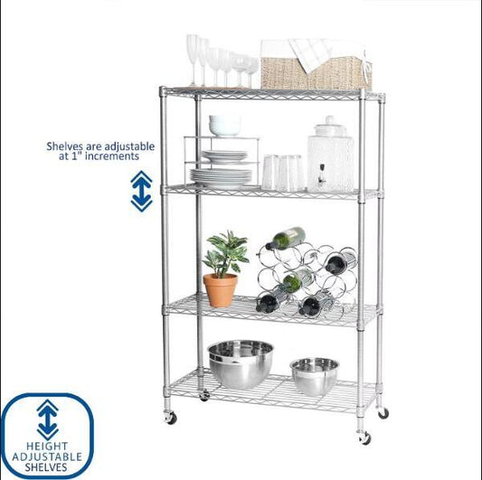 Wire Shelving Storage Unit 4-Tier Steel Shelves Organizer Rack
