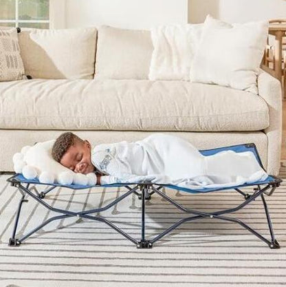 Portable Sleeping Cot Toddler Bed Sleeping W/Fitted Sheet, Blue