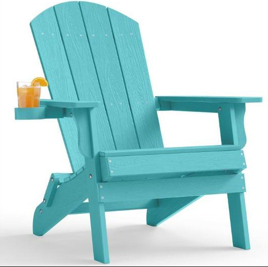 Foldable Chair Adirondack Garden Folding Chairs W/Cup Holder