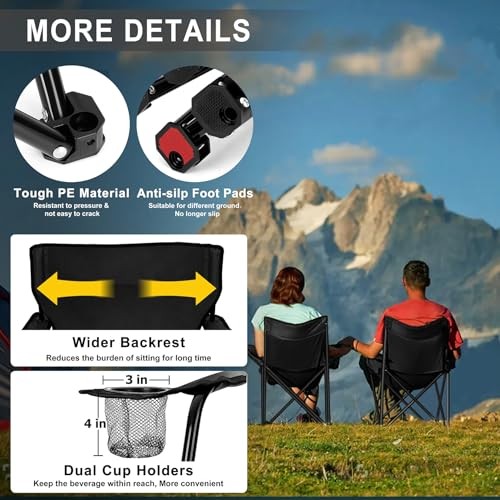 Portable Camping Chair Foldable Beach Chair W/Carry Bag, Set of 2