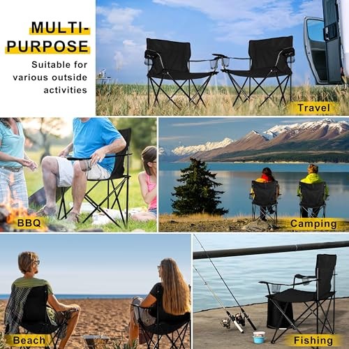 Portable Camping Chair Foldable Beach Chair W/Carry Bag, Set of 2