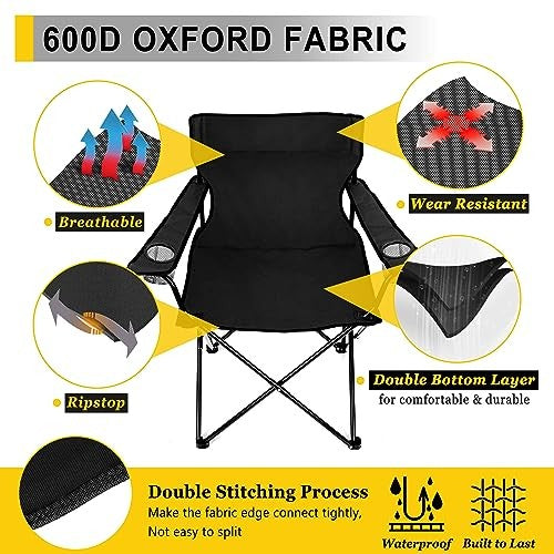 Portable Camping Chair Foldable Beach Chair W/Carry Bag, Set of 2