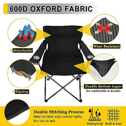 Portable Camping Chair Foldable Beach Chair W/Carry Bag, Set of 2