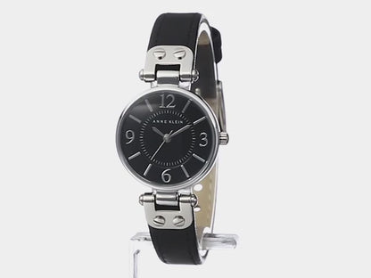 Women Watch Round Case Analog Dial Leather Strap Watch- Silver