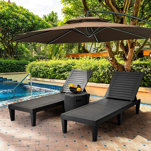 Set of 2 Lounge Chair Patio Chaise Beach Pool Sun Recliner