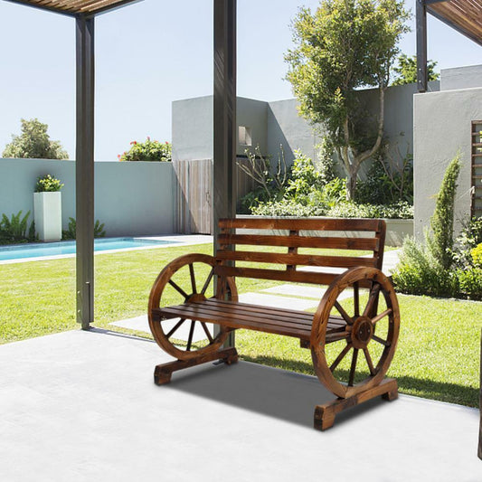 Garden Wagon Bench Wheel Wooden Office Seat Patio Chair Loveseat