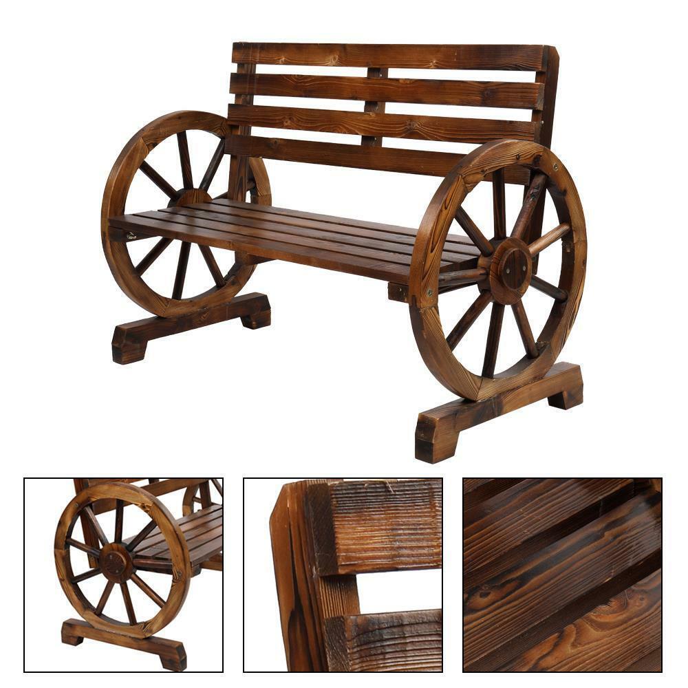 Garden Wagon Bench Wheel Wooden Office Seat Patio Chair Loveseat