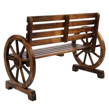 Garden Wagon Bench Wheel Wooden Office Seat Patio Chair Loveseat