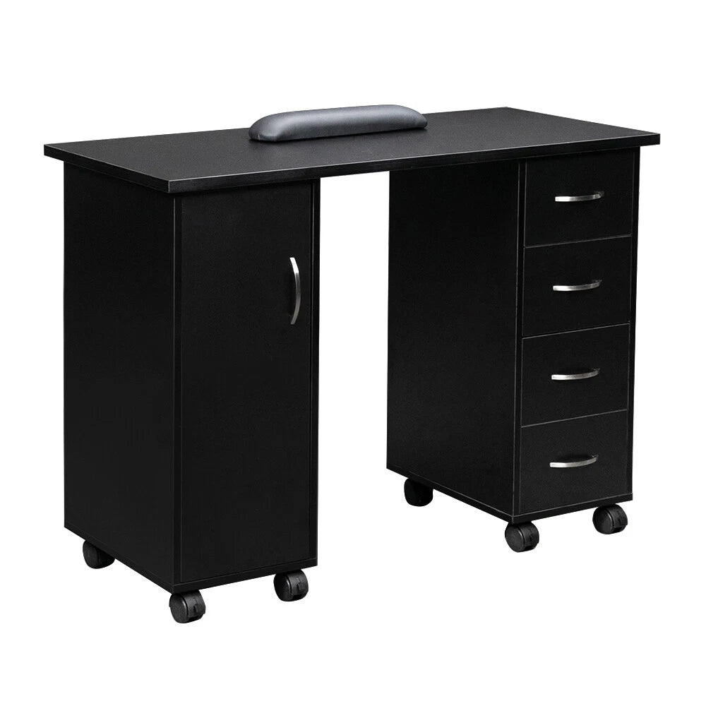 Manicure Table Nail Desk Spa Salon Beauty Workstation, Black