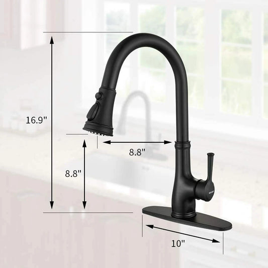 Kitchen Sink Faucet Single Handle Sprayer Hose Faucet, Black