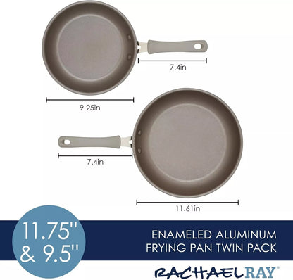 Frying Pan Set  2 Piece Nonstick 9.5" & 11.75" Skillet Set, Gray