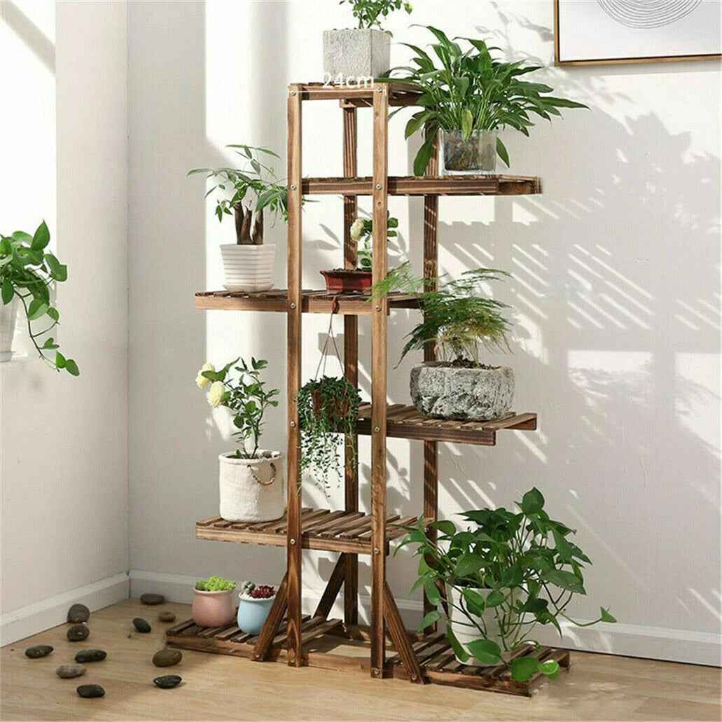 Home Garden Multi Tier Wood Flower Rack Plant Stand Holder Shelf