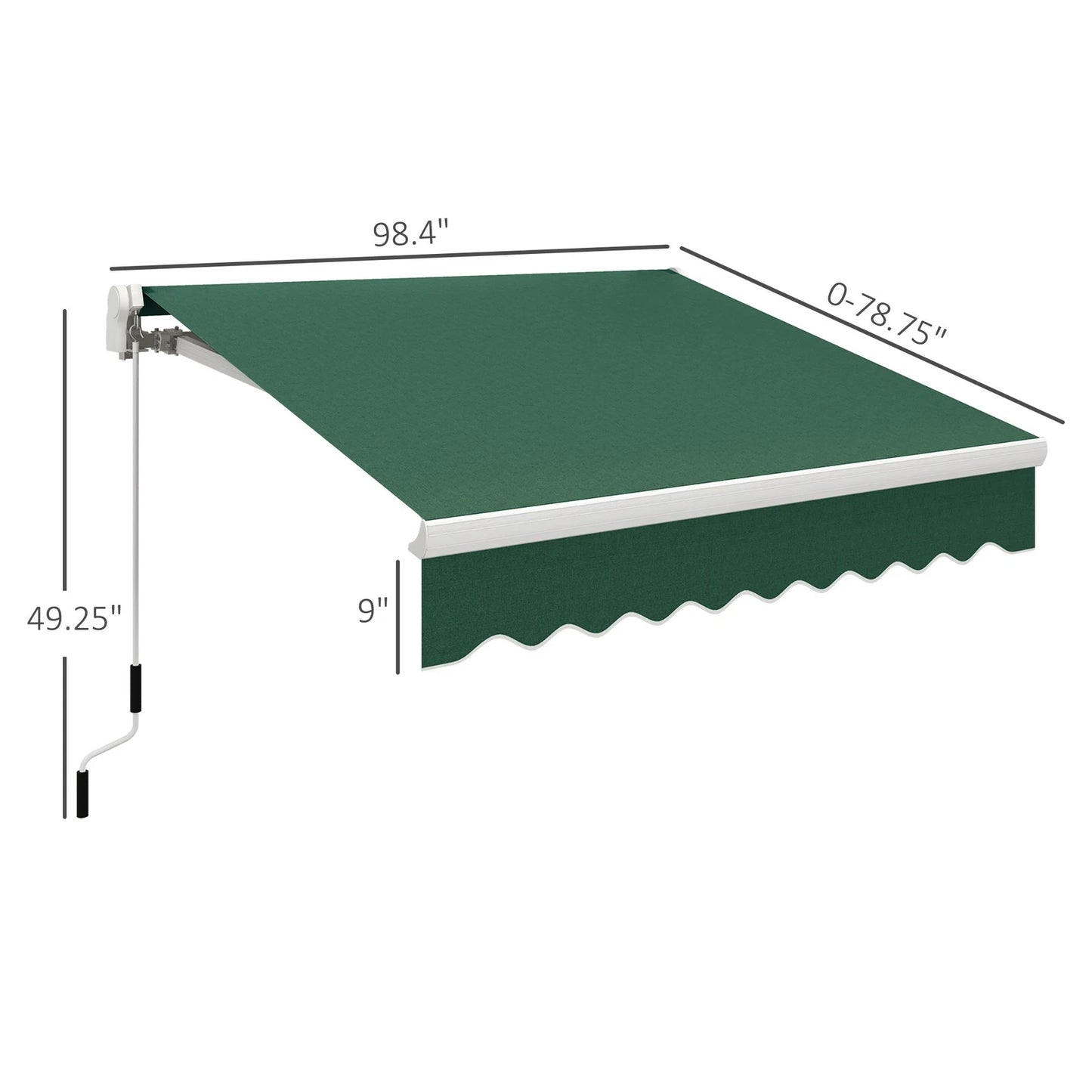 Manual Retractable Awning Sun Shade Shelter Garden Canopy-8x7ft