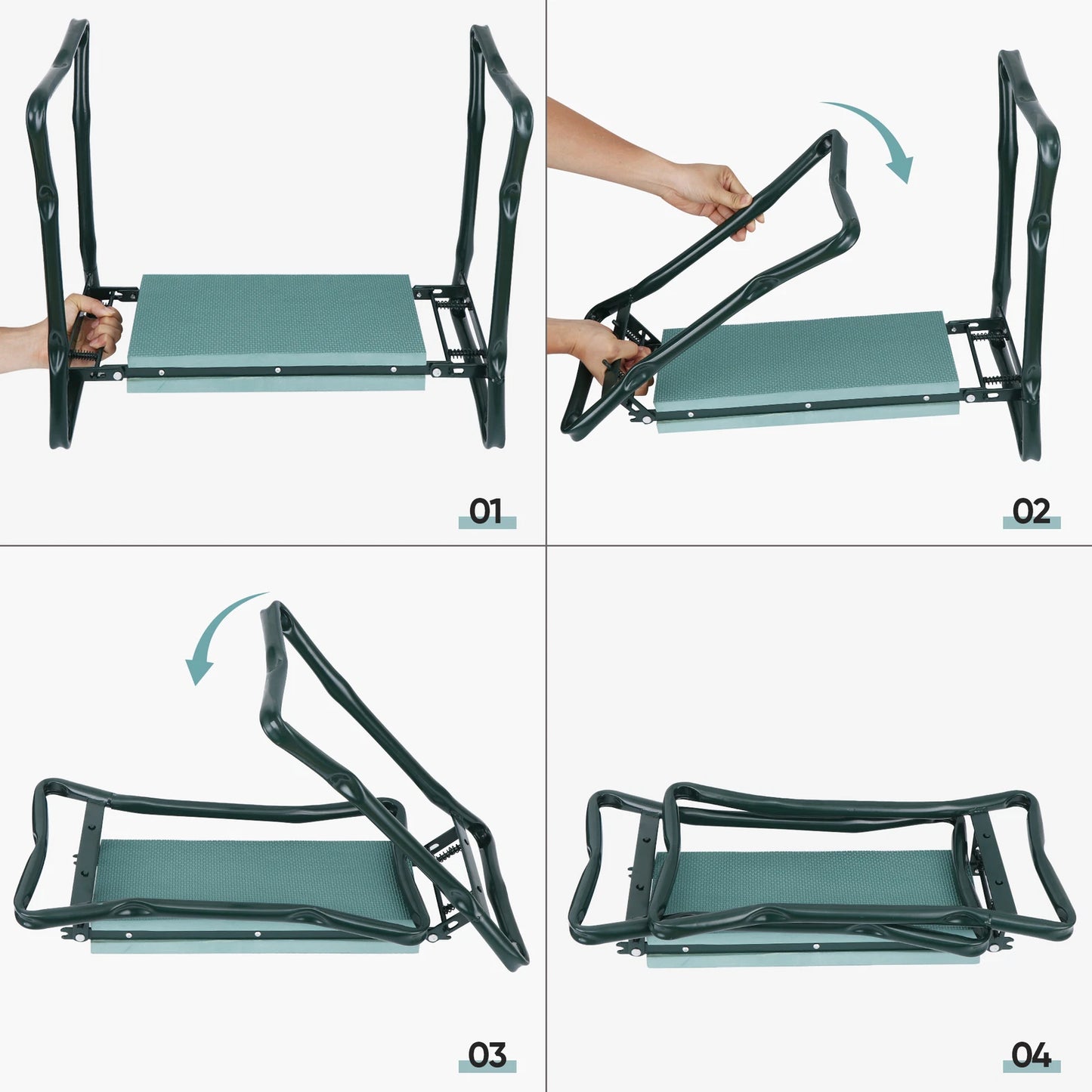 Foldable Garden Kneeler Seat w/ Kneeling Cushion Pad Tools Pouch