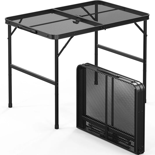 Portable Camping Table Aluminum Folding Grill Mesh Desktop Table