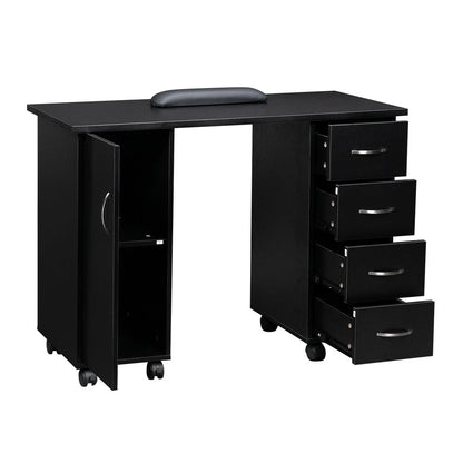 Manicure Table Nail Desk Spa Salon Beauty Workstation, Black