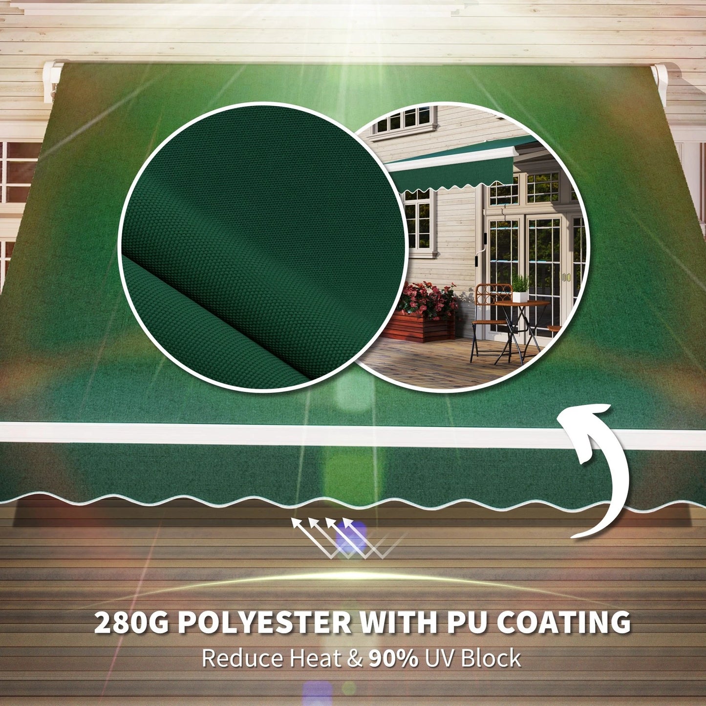 Manual Retractable Awning Sun Shade Shelter Garden Canopy-8x7ft