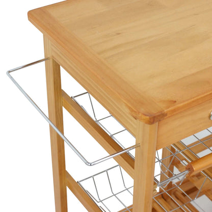 Rolling Wood Cart Kitchen Island Trolley Storage Drawers Stand