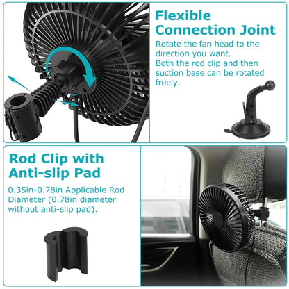 Cooling Fan Portable USB Vehicle Suction Car up Cooler Clip Fan