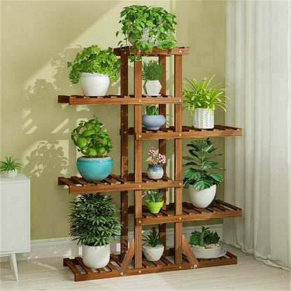 Home Garden Multi Tier Wood Flower Rack Plant Stand Holder Shelf