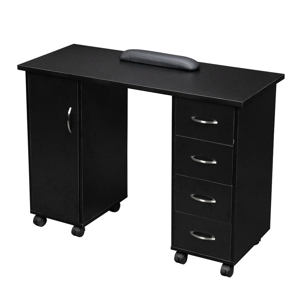 Manicure Table Nail Desk Spa Salon Beauty Workstation, Black