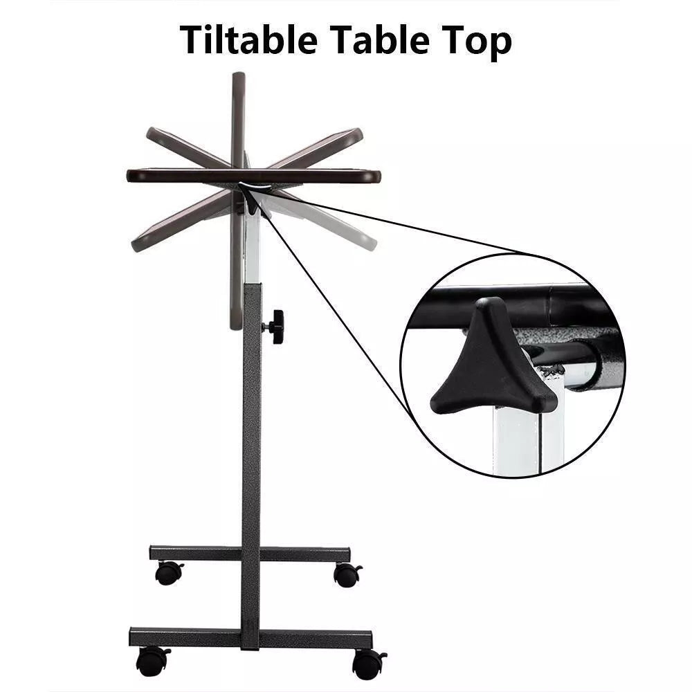Overbed Table Height Adjustable Bedside Hospital Rolling Table
