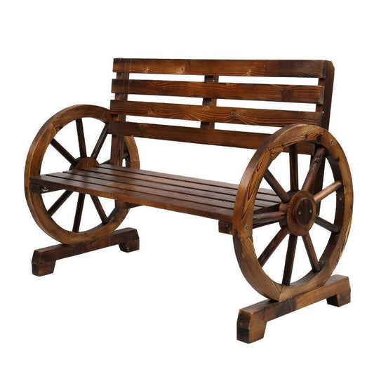 Garden Wagon Bench Wheel Wooden Office Seat Patio Chair Loveseat