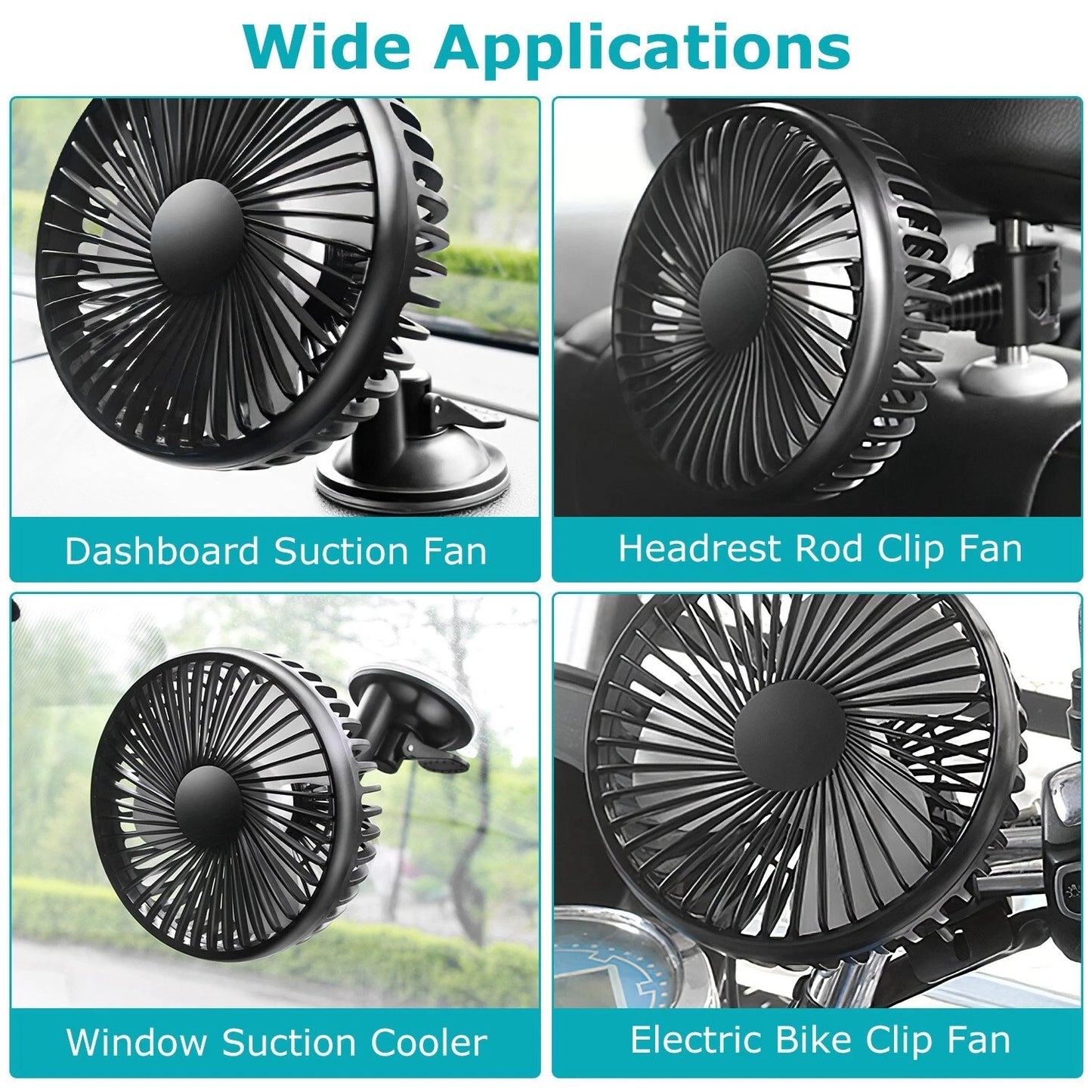 Cooling Fan Portable USB Vehicle Suction Car up Cooler Clip Fan