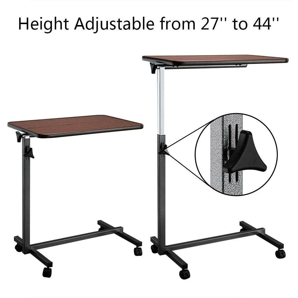 Overbed Table Height Adjustable Bedside Hospital Rolling Table