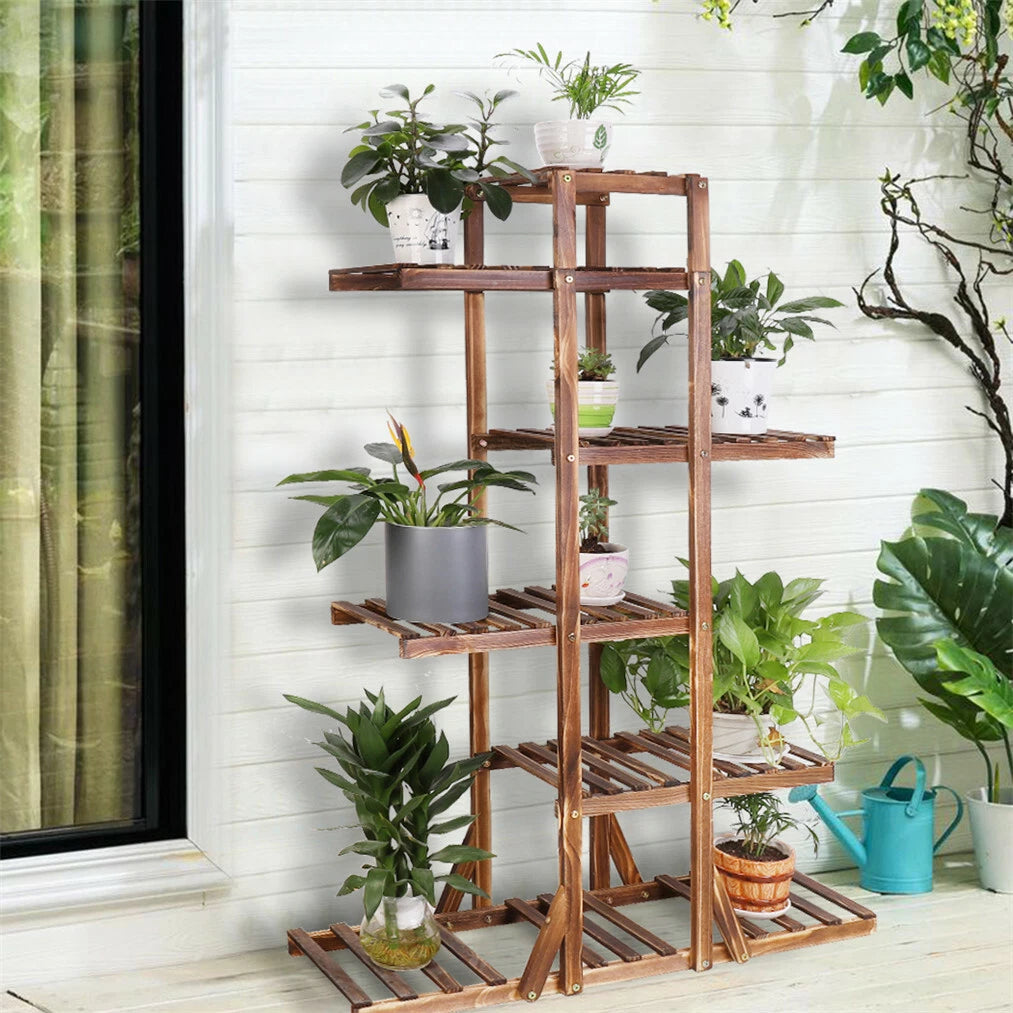 Home Garden Multi Tier Wood Flower Rack Plant Stand Holder Shelf