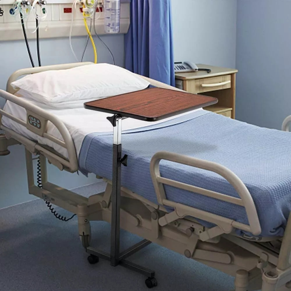 Overbed Table Height Adjustable Bedside Hospital Rolling Table
