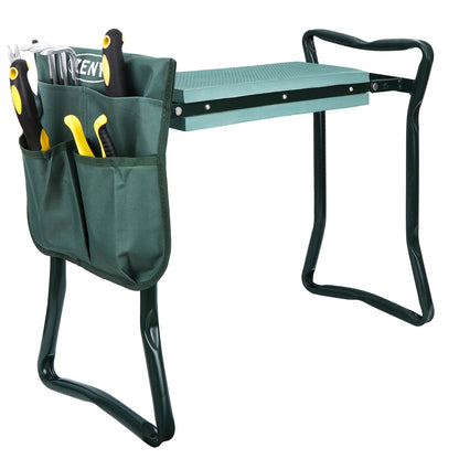 Foldable Garden Kneeler Seat w/ Kneeling Cushion Pad Tools Pouch