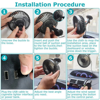 Cooling Fan Portable USB Vehicle Suction Car up Cooler Clip Fan