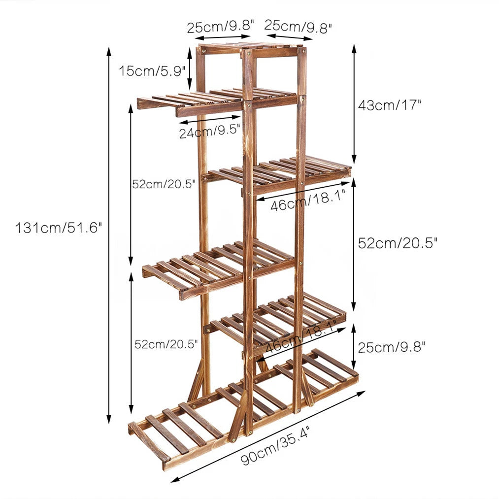 Home Garden Multi Tier Wood Flower Rack Plant Stand Holder Shelf