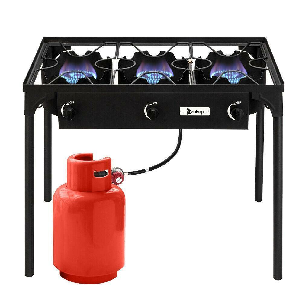 Portable Propane 3-Burner Gas Cooker Outdoor Camping Stove Grill
