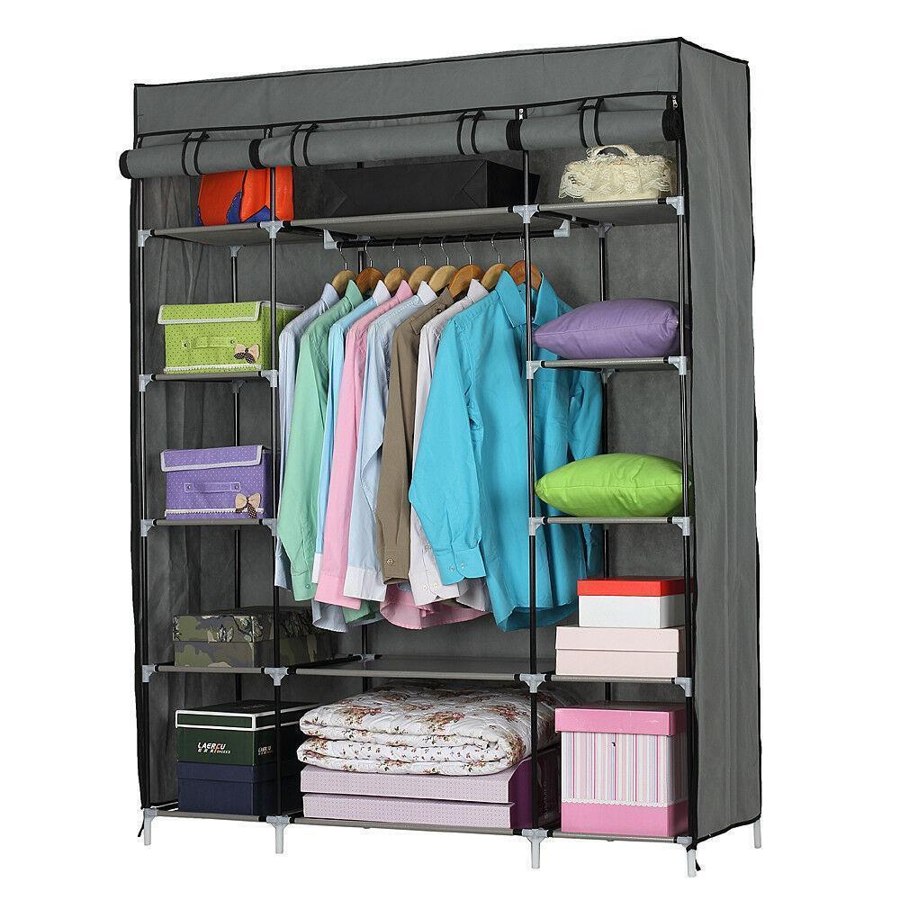 Portable Closet Storage Organizer Clothes Wardrobe Rack Shelves