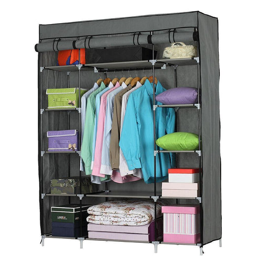Portable Closet Storage Organizer Clothes Wardrobe Rack Shelves